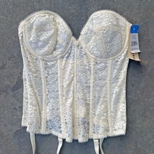 Deadstock NEW Vintage 1990's Dominique Lace Ivory Corset Bustier Top